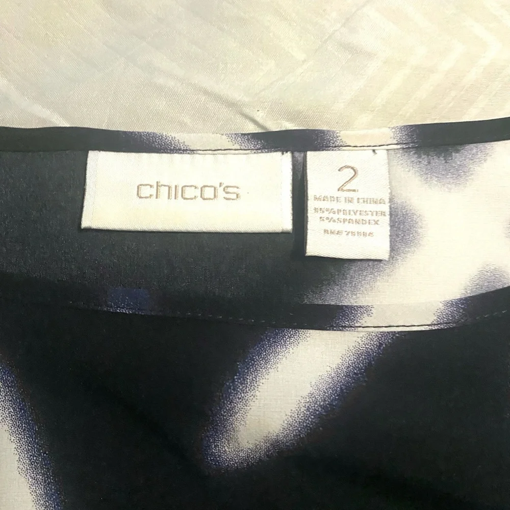 Chico’s Navy and White Women's Dolman Sleeve Top Sz 2/L - Picture 6 of 6